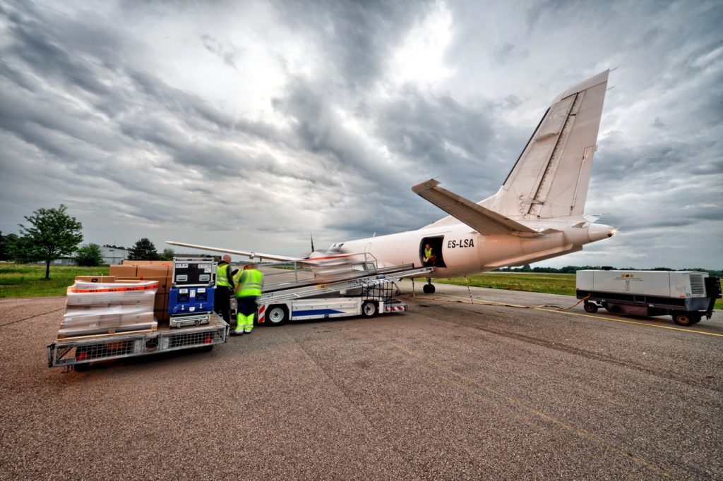 Cargo is loaded onto an aircraft under the time:matters Spare Parts Logistics offering.